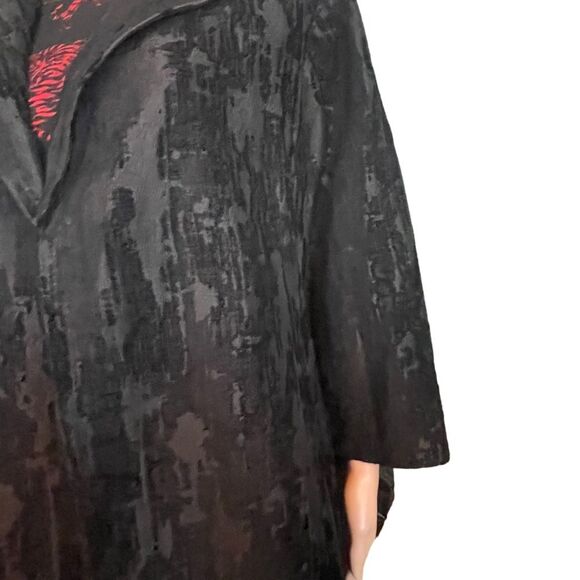 Eileen Fisher Women's Patina Jaquard Open front Coat Stretch, black, plus Sz. 1X - Picture 6 of 16